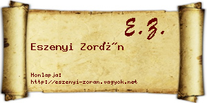 Eszenyi Zorán névjegykártya